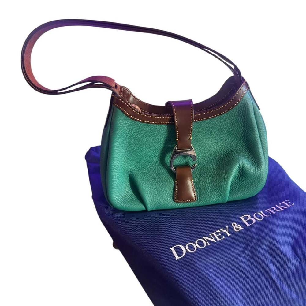 Dooney & Bourke Pebble Grain BDRBP1443 Green and Brown Small Hobo Shoulder Bag